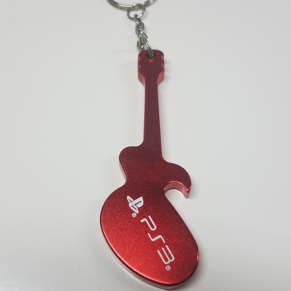 PS3 Playstation 3 Red Guitar Keychain